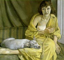 Фрейд Люсьен Женщина с белой собакой